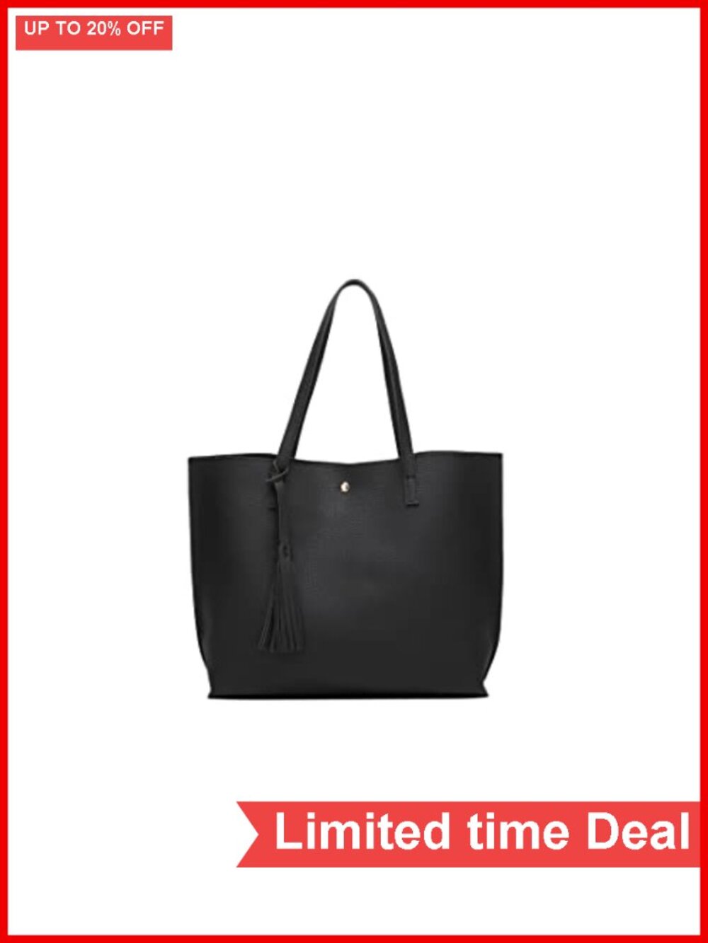 Women's Faux Leather Tote Shoulder Bag, Tassel Handbag, Large Capacity